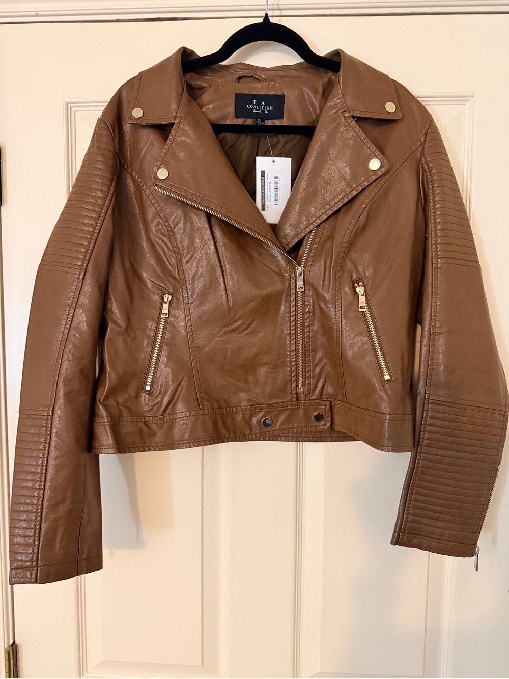 Women's Brown Faux Leather Moto Jacket
